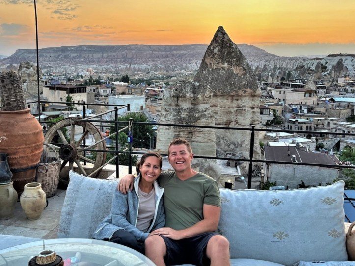 rooftop hotel watching the sunrise in Göreme Cappadocia Turkey