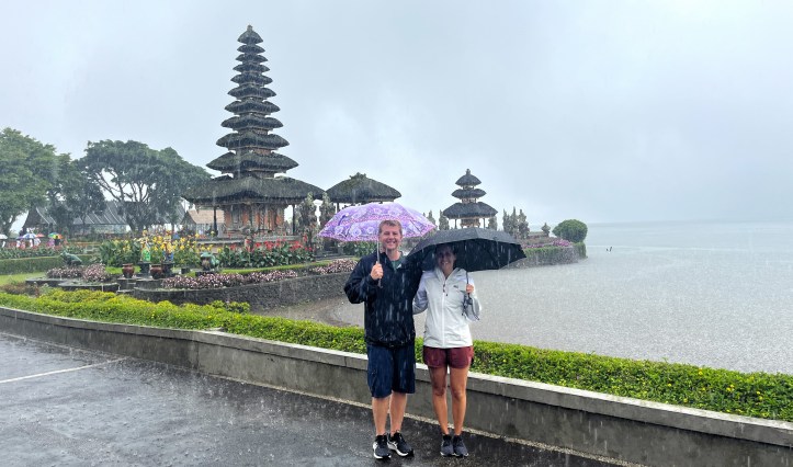 rainy day at Ulundanu Beratan Temple, water temple, Bali