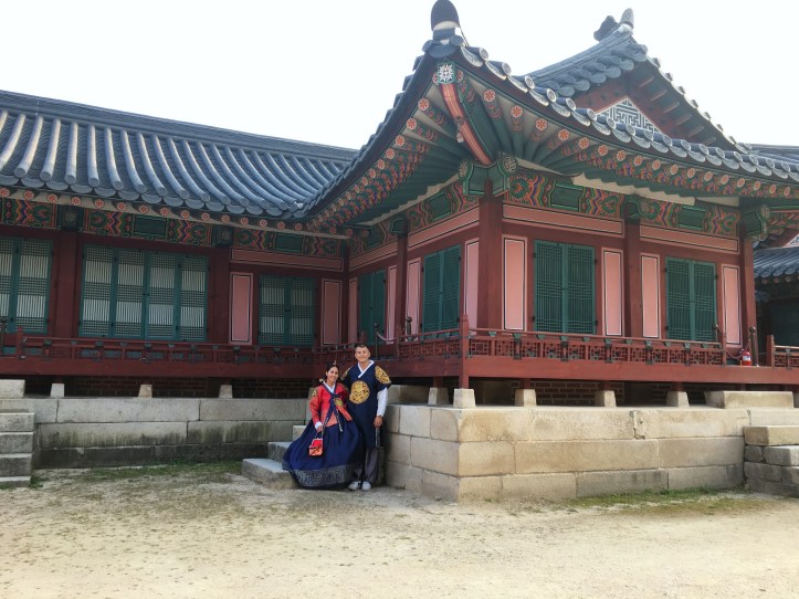 Hanboks in Gyeongbokgung Palace, Seoul, South Korea